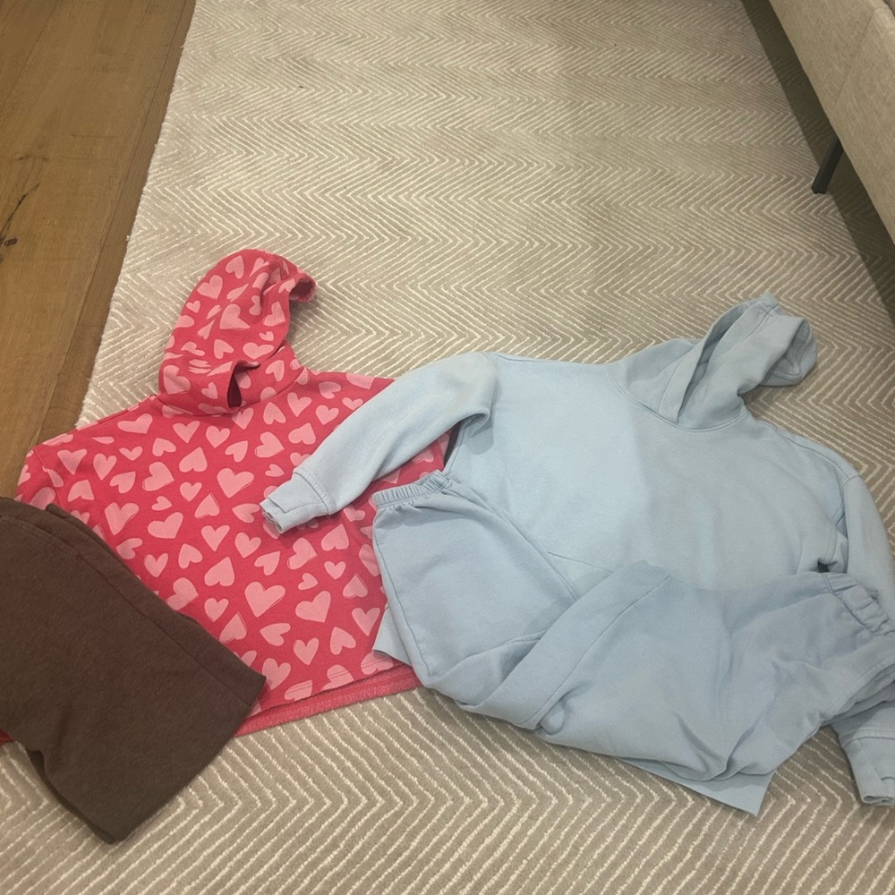 Old Navy Pink Heart and Blue Hoodie Set